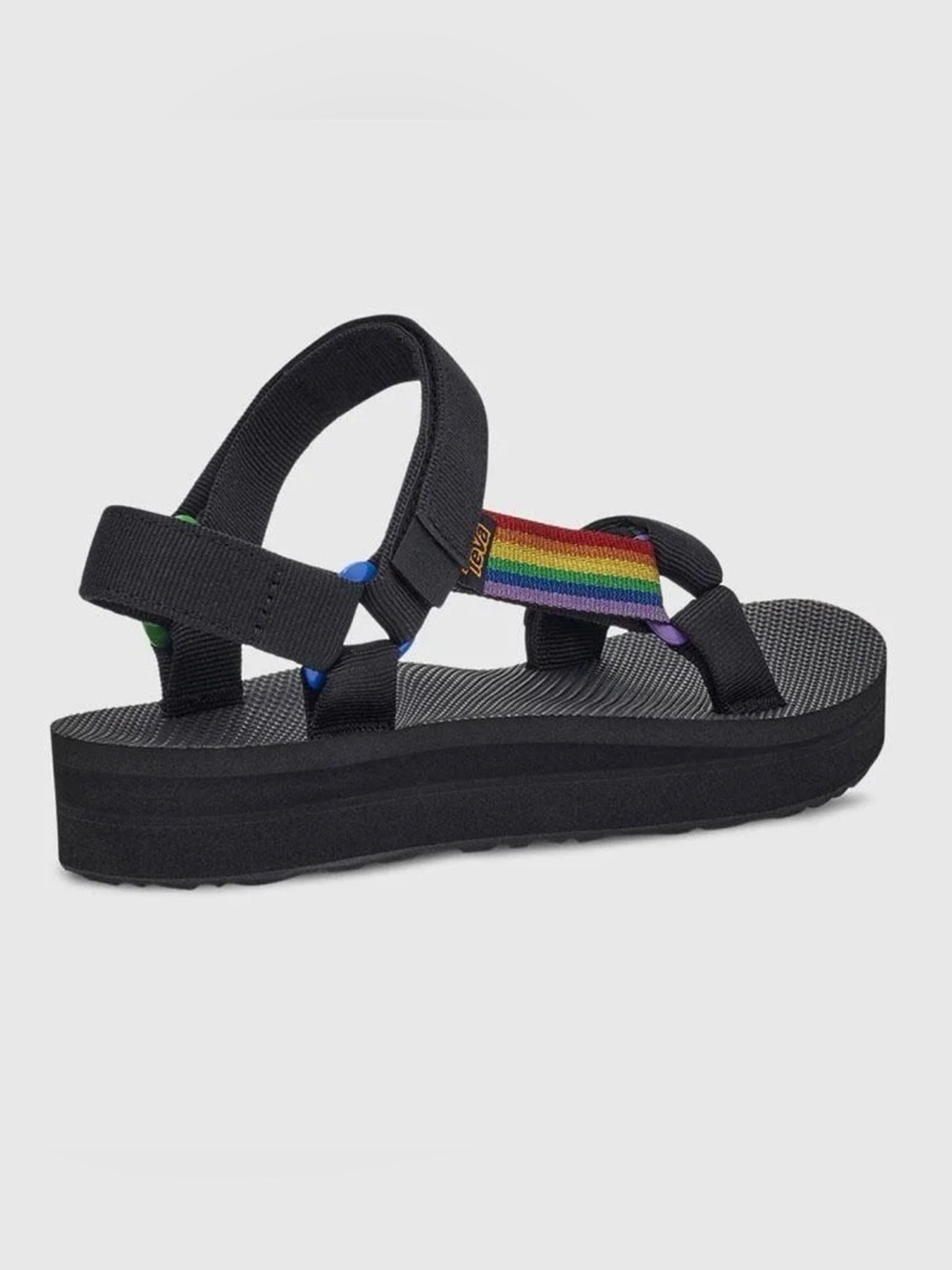 Teva Original Mid Universal Pride Sandals Women’s 10 Rainbow Black NWOT Vegan